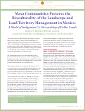 Cover page: Maya Communities Preserve the Bioculturality of the Landscape and Lead Territory Management in Mexico: A Model of Indigenous Co-Stewardship of Public Lands