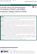 Cover page: Cytosolic group IVA phospholipase A2 inhibitors, AVX001 and AVX002, ameliorate collagen-induced arthritis