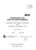 Cover page: PROCEEDINGS OF THE HEAVY ION FUSION WORKSHOP, CLAREMONT HOTEL, BERKELEY, CALIFORNIA HELD OCTOBER 29 - NOVEMBER 9, 1979