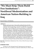 Cover page: “We Must Help Them Build Free Institutions”: Neoliberal Modernization and American Nation-Building in Iraq