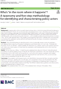 Cover page: Whos in the room where it happens? A taxonomy and five-step methodology for identifying and characterizing policy actors.