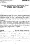 Cover page: Prevalence and Risk Factors of Elevated Blood Pressure, Overweight, and Dyslipidemia in Adolescent and Young Adults in Rural Nepal