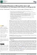 Cover page: Personalized Biometrics of Physical Pain Agree with Psychophysics by Participants with Sensory over Responsivity.