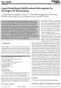 Cover page: Liquid Metal‐Based Multifunctional Micropipette for 4D Single Cell Manipulation