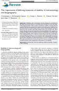 Cover page: The importance of defining measures of stability in macroecology and biogeography