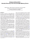 Cover page of Software-Defined ECC: Heuristic Recovery from Uncorrectable Memory Errors
