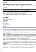 Cover page: Text Simplification Using Consumer Health Vocabulary to Generate Patient-Centered Radiology Reporting: Translation and Evaluation