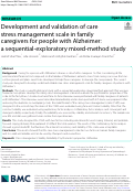 Cover page: Development and validation of care stress management scale in family caregivers for people with Alzheimer: a sequential-exploratory mixed-method study