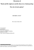 Cover page: Discussion of: Rank and file employees and the discovery of misreporting: The role of stock options