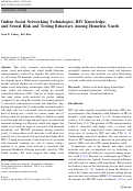 Cover page: Online Social Networking Technologies, HIV Knowledge, and Sexual Risk and Testing Behaviors Among Homeless Youth