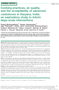 Cover page: Cooking practices, air quality, and the acceptability of advanced cookstoves in Haryana, India: an exploratory study to inform large-scale interventions