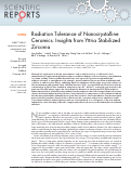 Cover page: Radiation Tolerance of Nanocrystalline Ceramics: Insights from Yttria Stabilized Zirconia