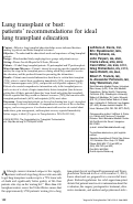 Cover page: Lung Transplant or Bust: Patients' Recommendations for Ideal Lung Transplant Education