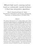 Cover page: Efficient high-speed cornering motions based on continuously-variable feedrates. I. Real-time interpolator algorithms