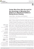 Cover page: Center Bias Does Not Account for the Advantage of Meaning Over Salience in Attentional Guidance During Scene Viewing