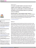 Cover page: A cluster-randomized crossover trial of organic diet impact on biomarkers of exposure to pesticides and biomarkers of oxidative stress/inflammation in primary school children.