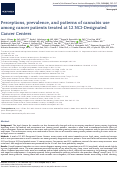 Cover page: Perceptions, prevalence, and patterns of cannabis use among cancer patients treated at 12 NCI-Designated Cancer Centers