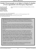 Cover page: Bedside Ultrasonography as an Adjunct to Routine Evaluation of Acute Appendicitis in the Emergency Department