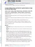 Cover page: Complex Walking Tasks and Risk for Cognitive Decline in High Functioning Older Adults