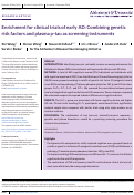 Cover page of Enrichment for clinical trials of early AD: Combining genetic risk factors and plasma p‐tau as screening instruments