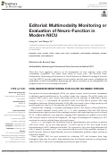 Cover page: Editorial: Multimodality Monitoring or Evaluation of Neuro-Function in Modern NICU