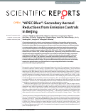 Cover page: “APEC Blue”: Secondary Aerosol Reductions from Emission Controls in Beijing