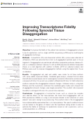 Cover page: Improving Transcriptome Fidelity Following Synovial Tissue Disaggregation