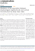 Cover page: Mediation of the association between disadvantaged neighborhoods and cortical microstructure by body mass index