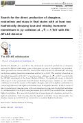 Cover page: Search for the direct production of charginos, neutralinos and staus in final states with at least two hadronically decaying taus and missing transverse momentum in pp collisions at s=8 TeV with the ATLAS detector