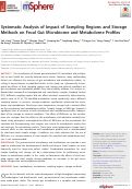 Cover page: Systematic Analysis of Impact of Sampling Regions and Storage Methods on Fecal Gut Microbiome and Metabolome Profiles.