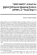 Cover page: “Deep Maps”: A Brief for Digital Palimpsest Mapping Projects (DPMPs,  or “Deep Maps”)