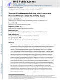 Cover page: Therapist–Client Language Matching: Initial Promise as a Measure of Therapist–Client Relationship Quality