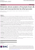 Cover page: Metabolic-driven analytics of traumatic brain injury and neuroprotection by ethyl pyruvate