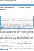 Cover page: Infant siblings and the investigation of autism risk factors