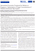 Cover page: Intermittent Preventive Treatment for Malaria in Pregnancy: Optimization of Target Concentrations of Dihydroartemisinin-Piperaquine.