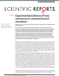 Cover page: Experimental evidence of Fano resonances in nanomechanical resonators