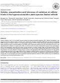 Cover page: Uptake, sequestration and tolerance of cadmium at cellular levels in the hyperaccumulator plant species Sedum alfredii