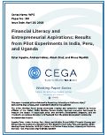 Cover page of Financial Literacy and Entrepreneurial Aspirations: Results from Pilot Experiments in India, Peru, and Uganda