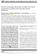 Cover page: Alveolar macrophage lipid burden correlates with clinical improvement in patients with pulmonary alveolar proteinosis.