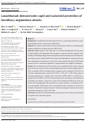 Cover page: Lanadelumab demonstrates rapid and sustained prevention of hereditary angioedema attacks