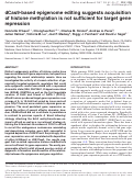 Cover page: dCas9-based epigenome editing suggests acquisition of histone methylation is not sufficient for target gene repression