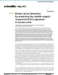 Cover page: Breast cancer detection by analyzing the volatile organic compound (VOC) signature in human urine.