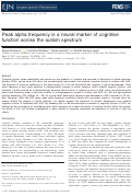 Cover page: Peak alpha frequency is a neural marker of cognitive function across the autism spectrum