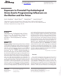 Cover page: Exposure to Prenatal Psychobiological Stress Exerts Programming Influences on the Mother and Her Fetus