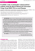 Cover page: Feasibility study of minimally trained medical students using the Rural Obstetrical Ultrasound Triage Exam (ROUTE) in rural Panama.