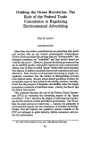 Cover page: Guiding the Green Revolution: The Role of the Federal Trade Commission in Regulating Environmental Advertising