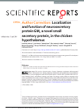 Cover page: Author Correction: Localization and function of neurosecretory protein GM, a novel small secretory protein, in the chicken hypothalamus