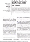 Cover page: Mechanical Characterization of a Dynamic and Tunable Methacrylated Hyaluronic Acid Hydrogel