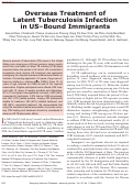 Cover page: Early Release - Overseas Treatment of Latent Tuberculosis Infection in US–Bound Immigrants - Volume 28, Number 3—March 2022 - Emerging Infectious Diseases journal - CDC