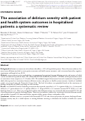 Cover page: The association of delirium severity with patient and health system outcomes in hospitalised patients: a systematic review